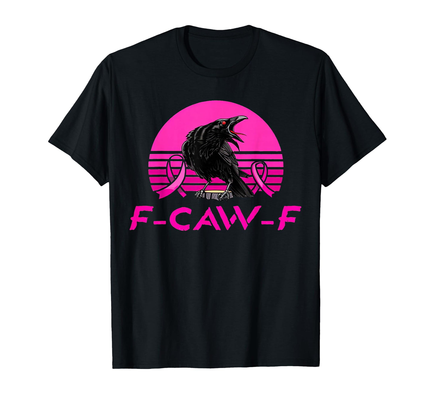 FCawF Black Crow Pink Vintage Breast Cancer Awareness Humor T-Shirt