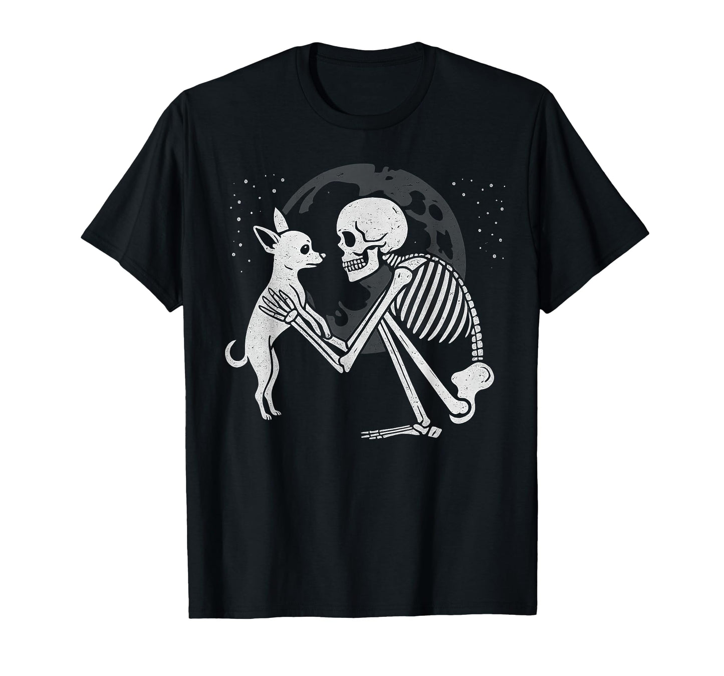 Chihuahua Skeleton Moon Halloween Dog Lover T-Shirt