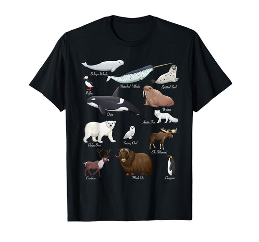 Arctic Wildlife Tundra Ecosystem Animal Names For Education T-Shirt