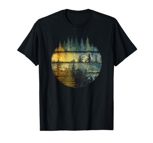 Dibble Dabble Designs Outdoor Nature Forest T-Shirt: Trees, Mountains, Adventure Watercolor Graphic Tee for Unisex-Adults & Kids, Grey, Small, Short Sleeve