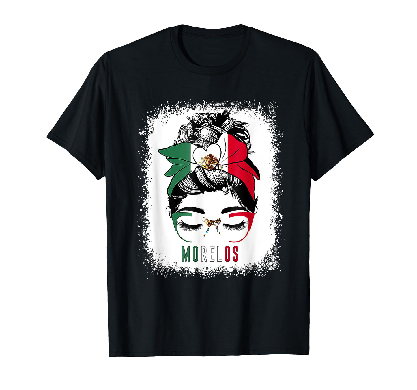 Morelos Girl Messy Bun Bandana And Glasses Mexico Mexican T-Shirt