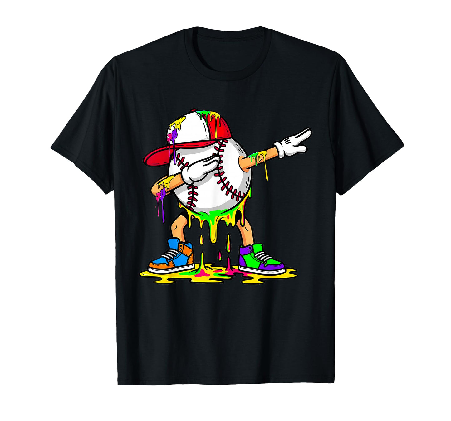 Halloween Skeleton Baseball Drip Art Cool Baseball Player T-Shirt