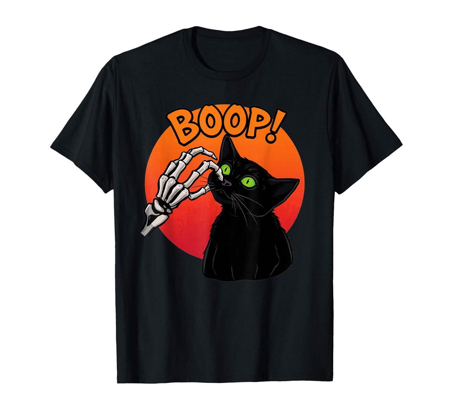 Skeleton Hand Boop On A Cat's Nose Funny Halloween Graphic T-Shirt