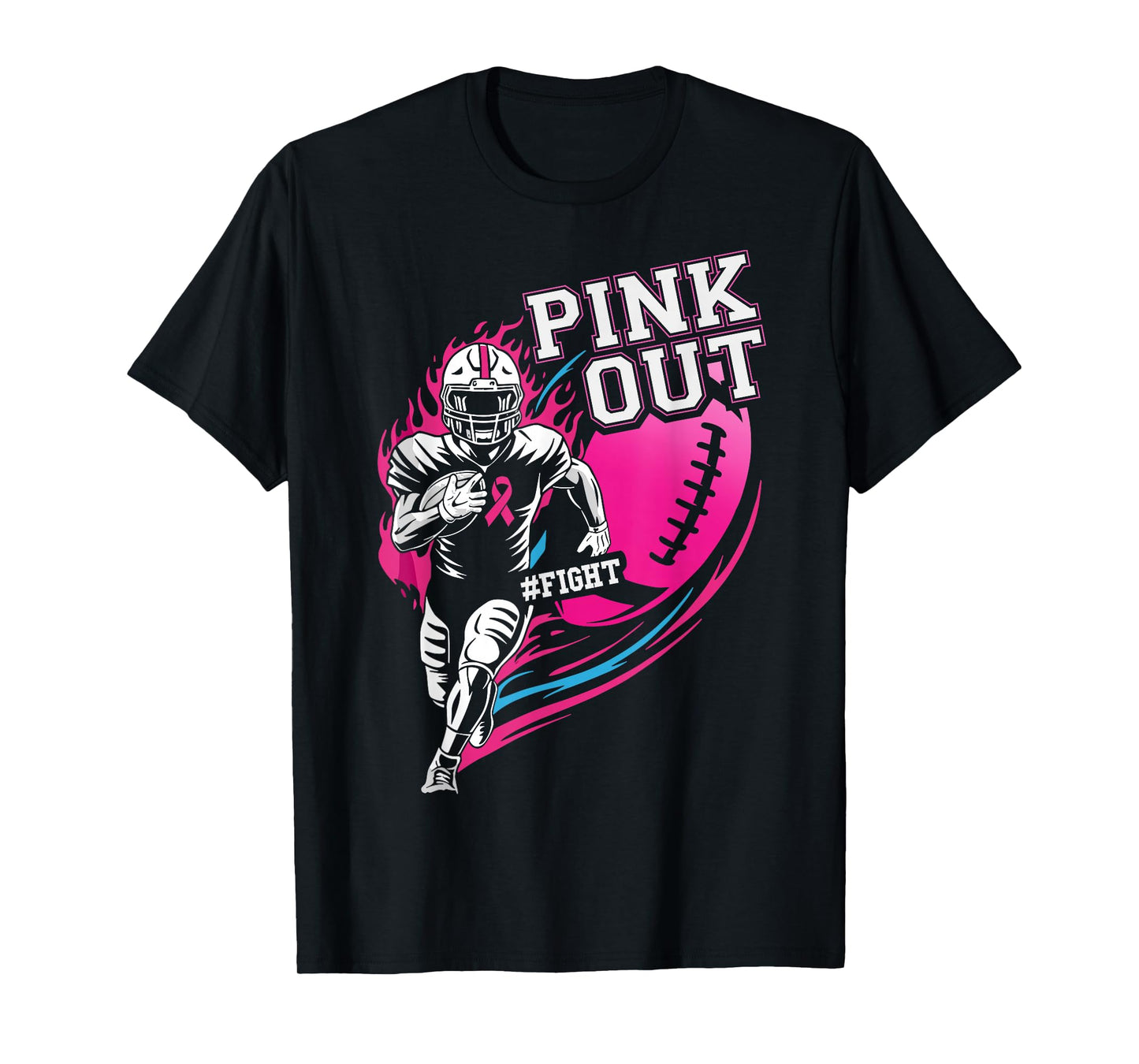 Pink Out Football Breast Cancer Awareness Womens Boys Girls T-Shirt