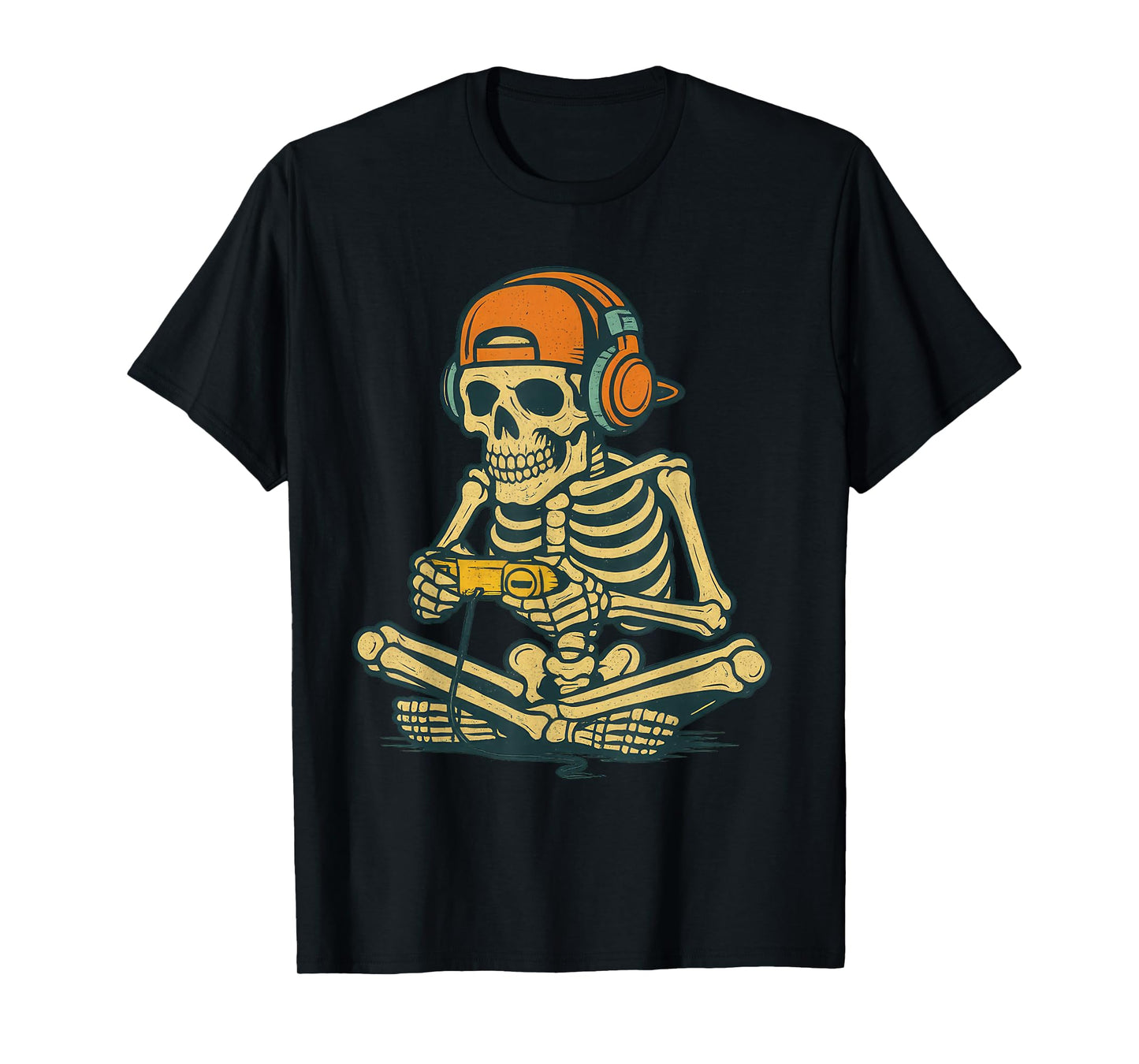 Halloween Skeleton Gamer Video Gaming Funny Gaming Skeleton T-Shirt