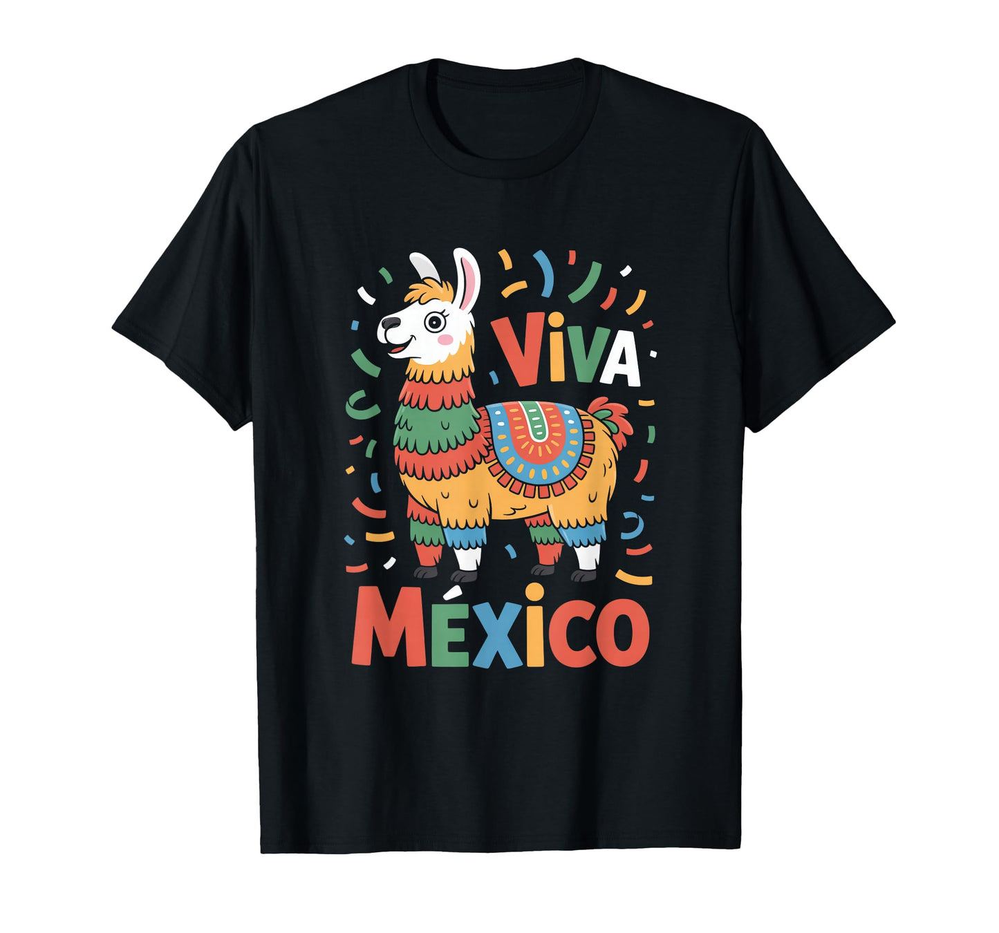 Viva Mexico Llama Pinata Mexican Fiesta Colors T-Shirt