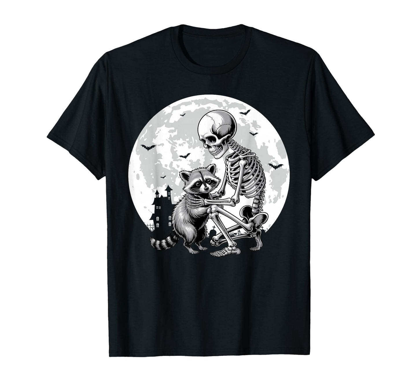 Raccoon Skull Cute Skeleton Halloween Men Women Kids T-Shirt