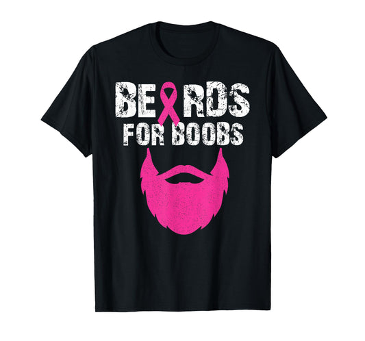 Beards for boobs Breast cancer awareness tee T-Shirt