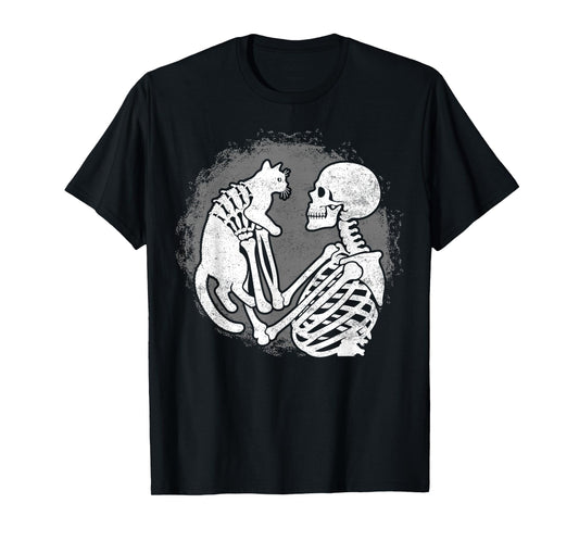 Skeleton Cat Skull Kitty Cute Halloween Men Women Kids T-Shirt