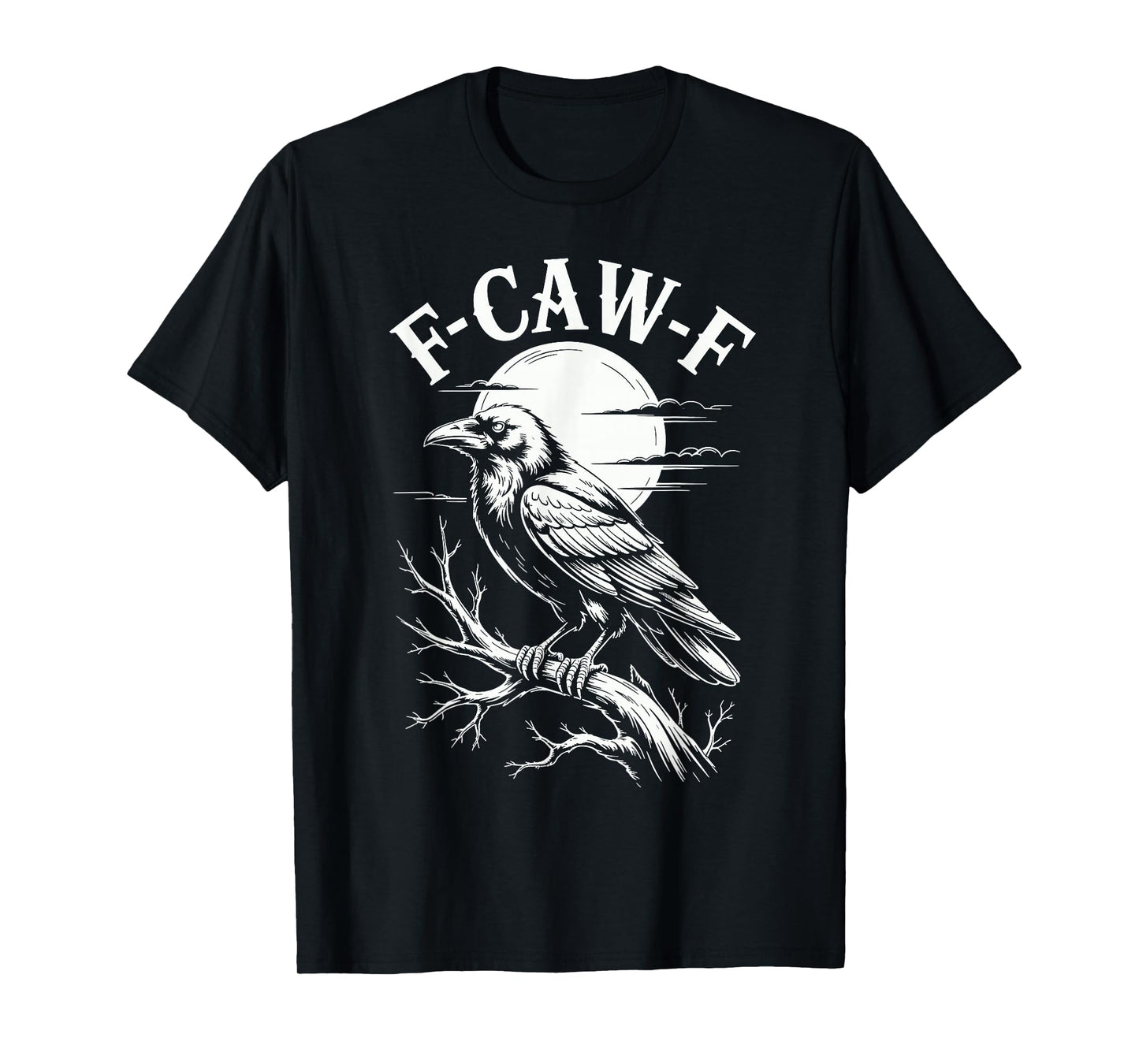 F-caw-F Halloween Black Crow Moonlit Raven T-Shirt