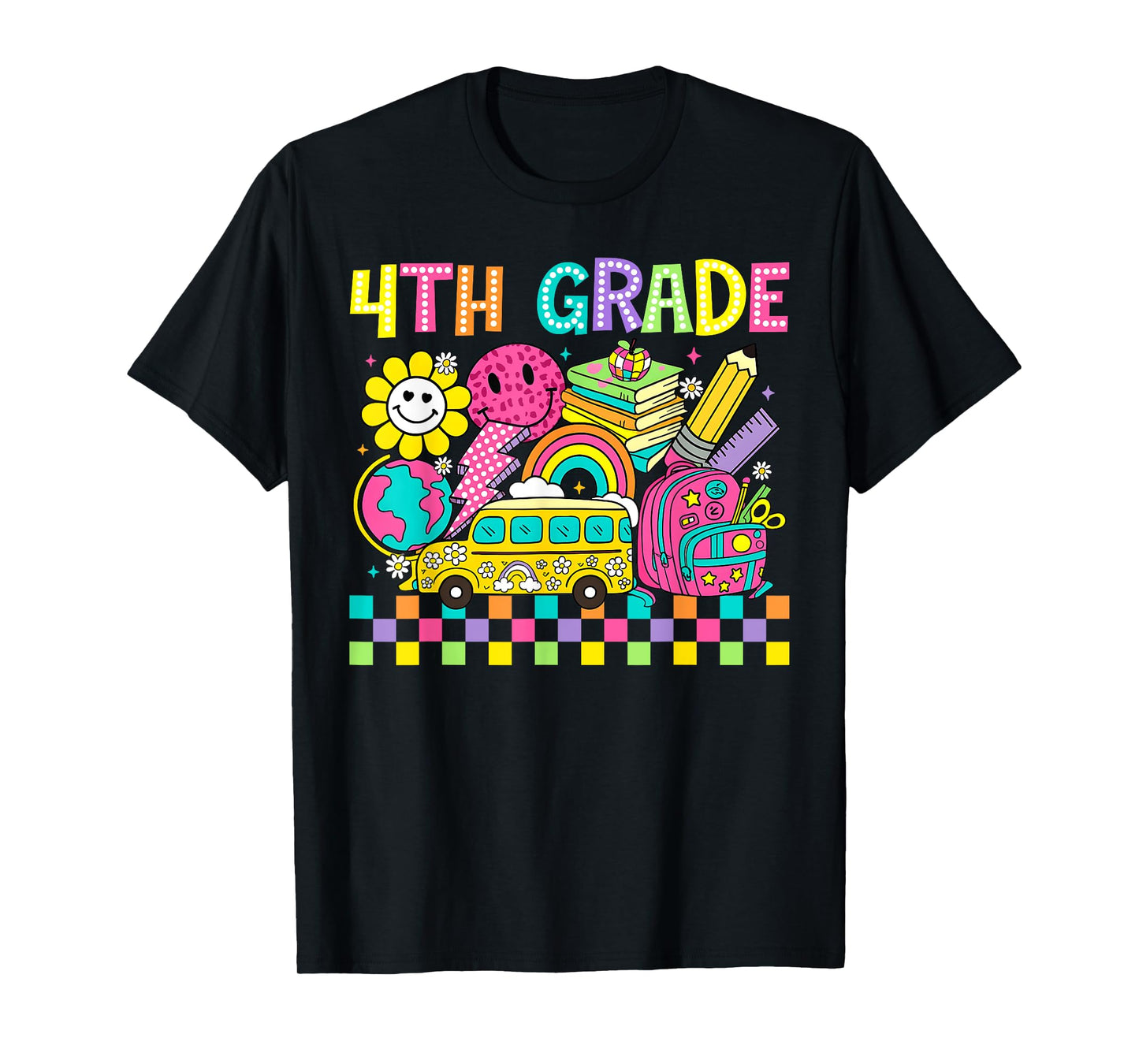 Fourth Grade Retro Groovy Back To School First Day Teacher T-Shirt