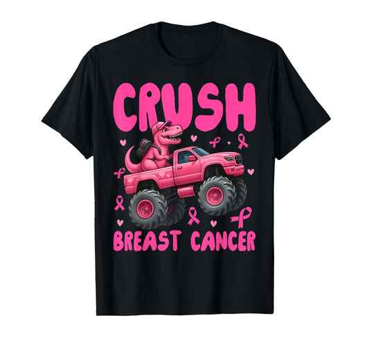 Crush Breast Cancer Awareness Monster Truck Toddler Boy Kids T-Shirt