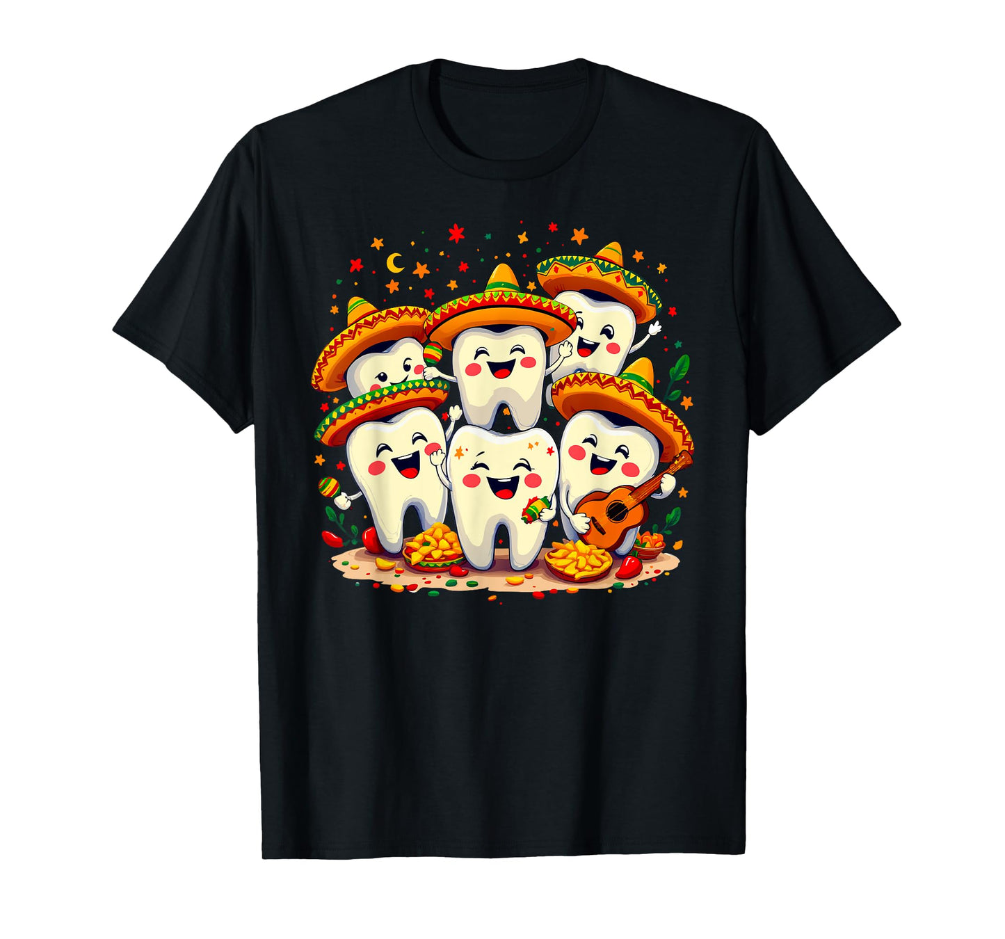 Funny Cinco de Mayo Dentist Tooth Fiesta Sombrero Design T-Shirt