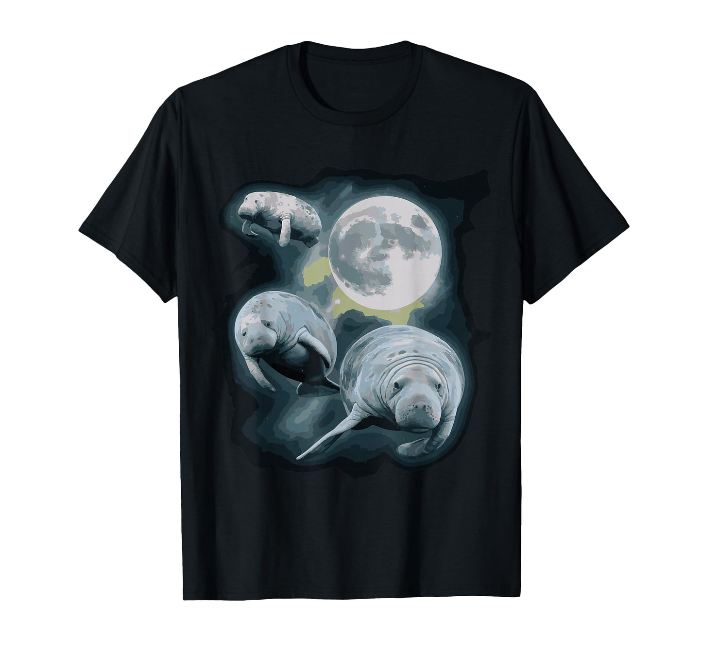Three Manatee Howling At The Moon T-Shirt