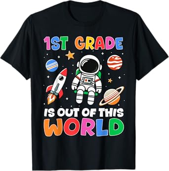 1st Grade Student Teacher Astronaut Space Back To School T-Shirt