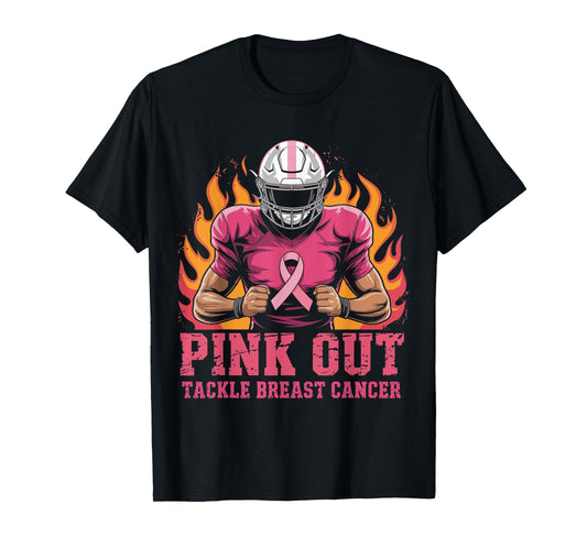 Pink Out Tackle Breast Cancer Awareness American Football T-Shirt