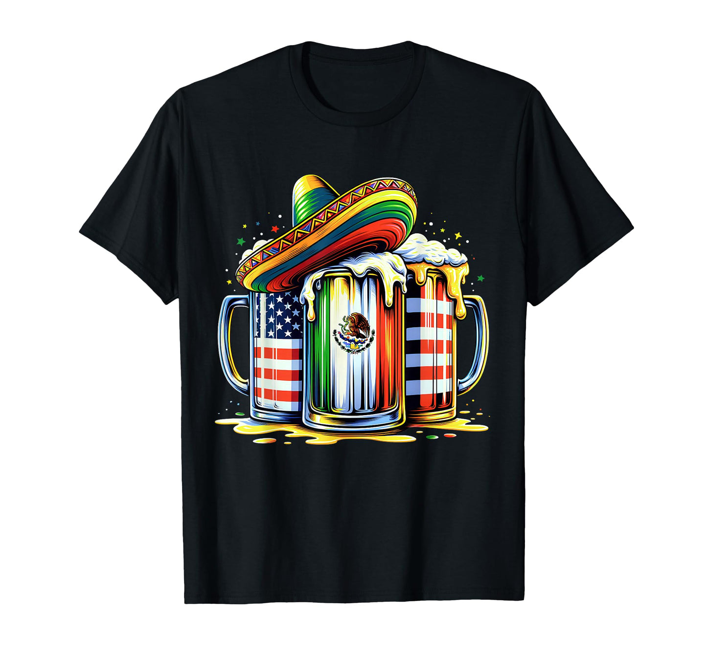 Beer Mexican USA Flag Cinco de Mayo Drinking Party Men Women T-Shirt