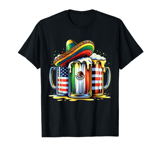 Beer Mexican USA Flag Cinco de Mayo Drinking Party Men Women T-Shirt