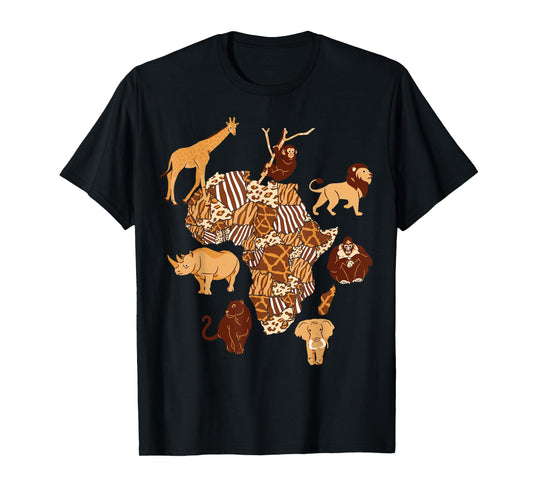 African Animals Map T-Shirt