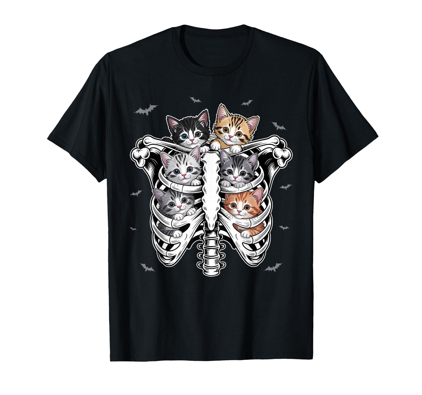 Cute Cat Kitty Skeleton Rib Cage Inside Halloween Kitten T-Shirt