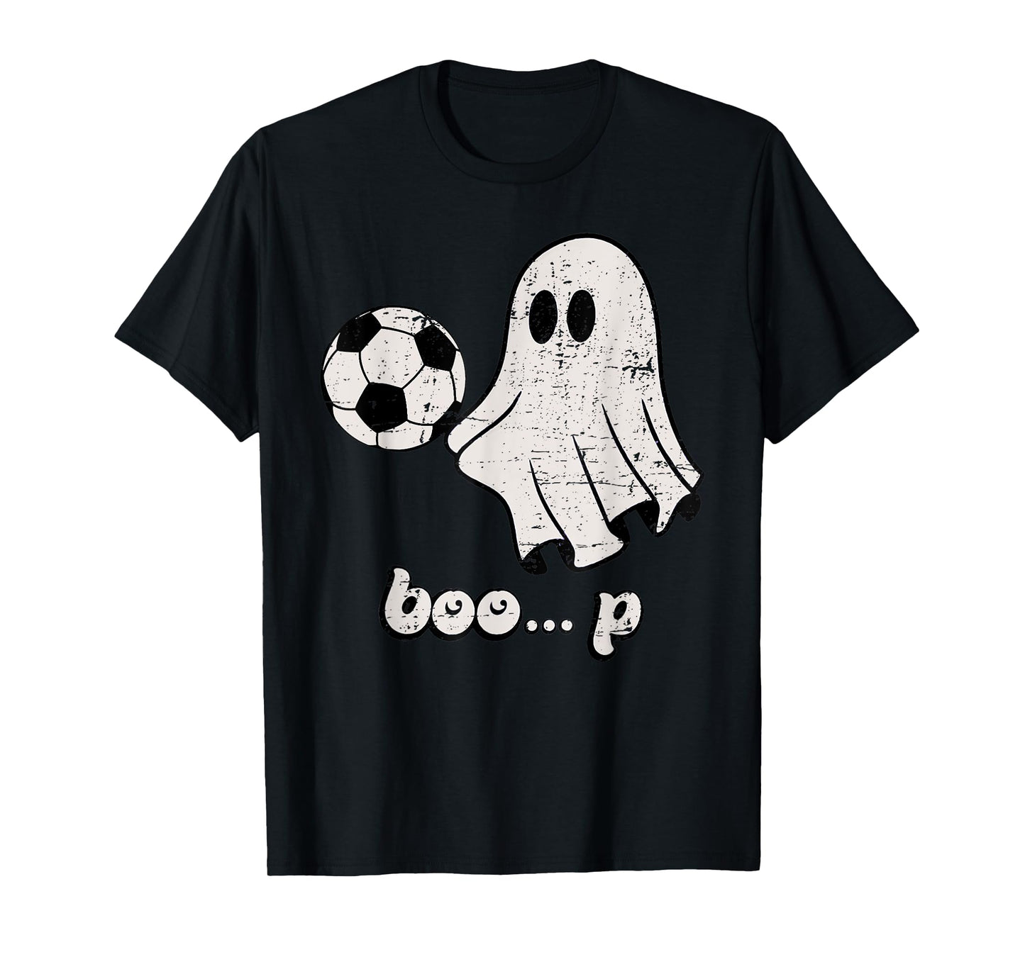 Cute Ghost Playing Football Soccer Player Halloween Costume T-Shirt