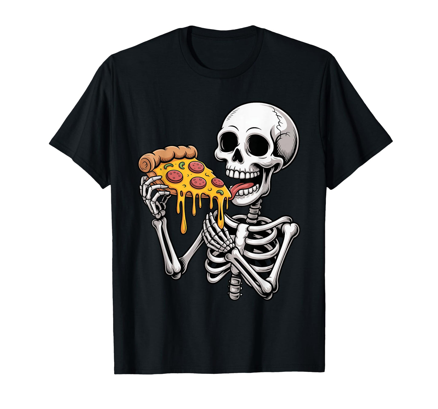 Toddler Kids Skeleton Eating Pizza Halloween Trick or Treat T-Shirt