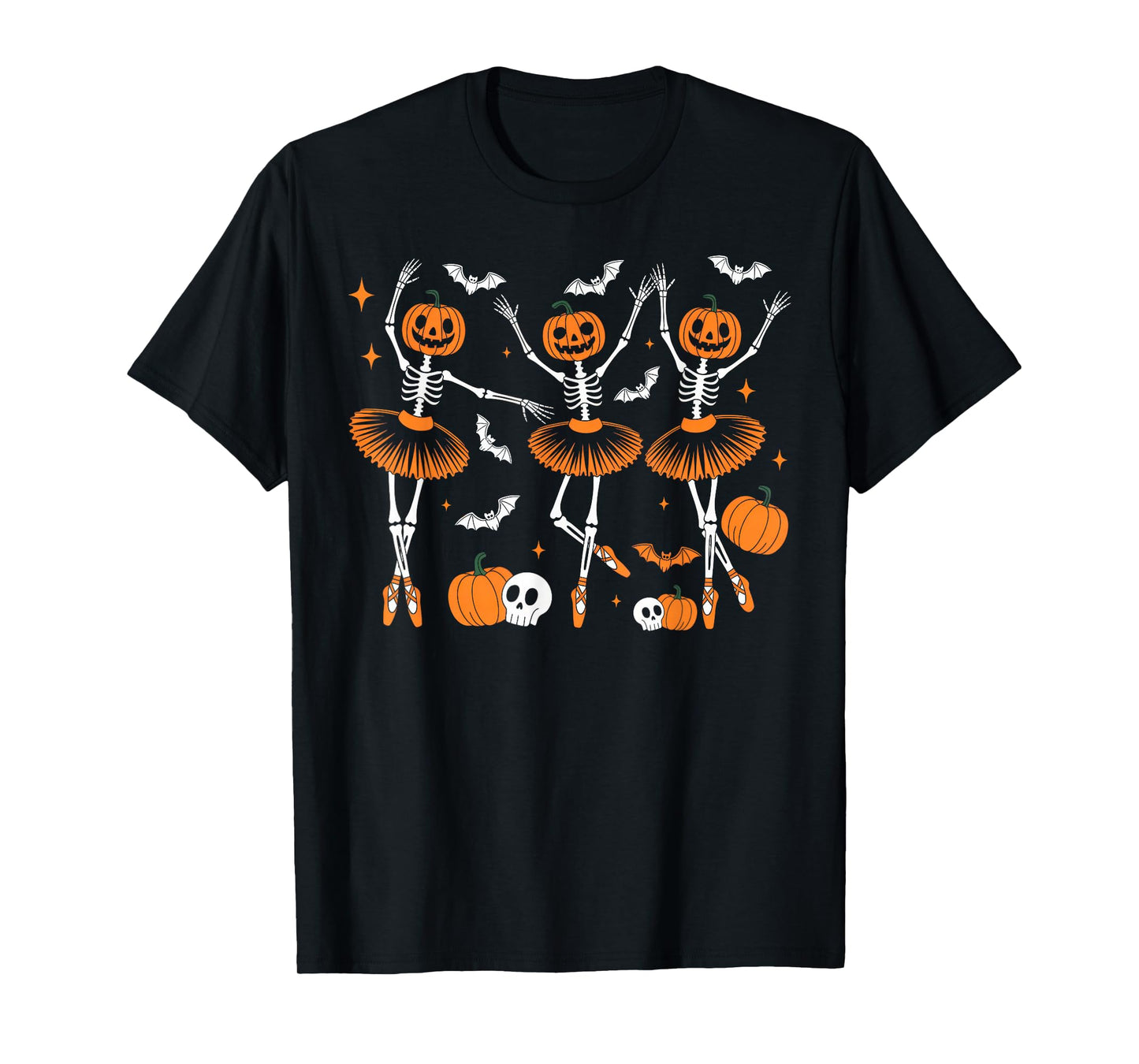 Ballet Pumpkin Skeleton Scary Halloween Men Women Boys Girl T-Shirt