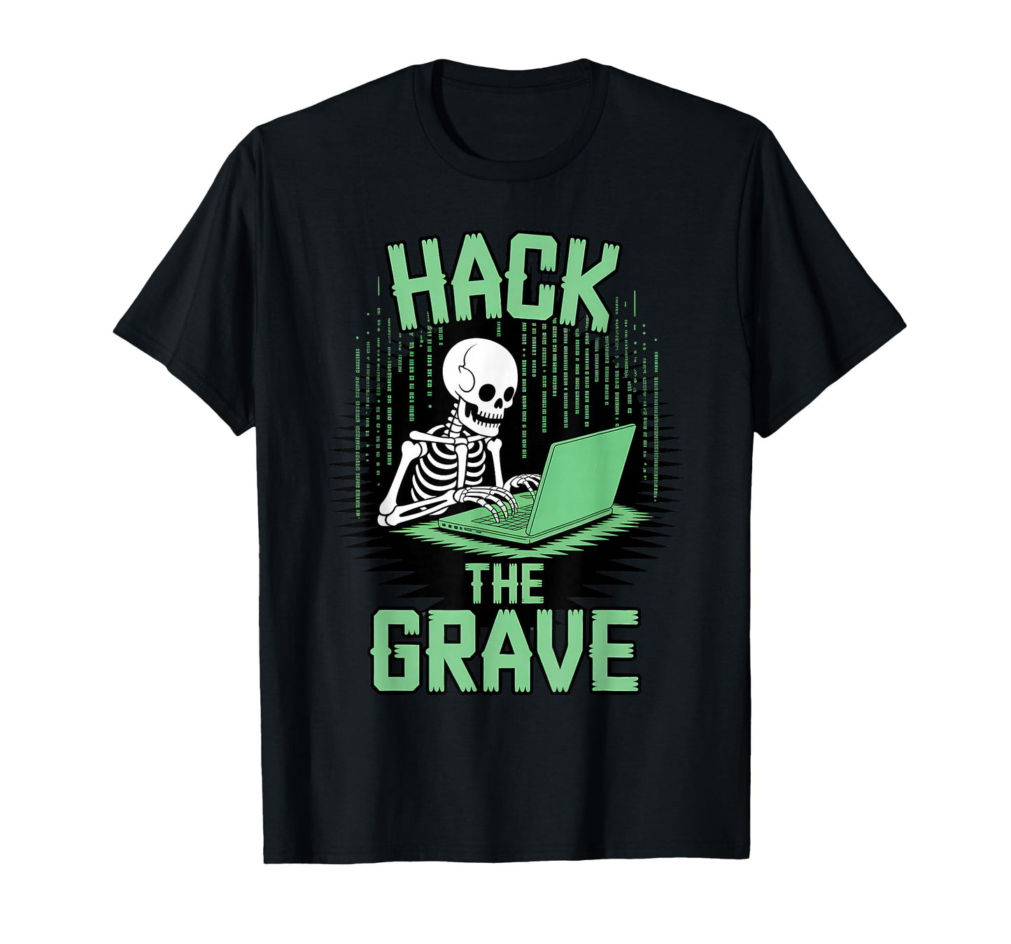 Skeleton Hacker Funny Tech Geek Halloween T-Shirt