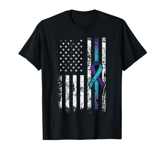 Suicide Depression American Flag Prevention Awareness T-Shirt