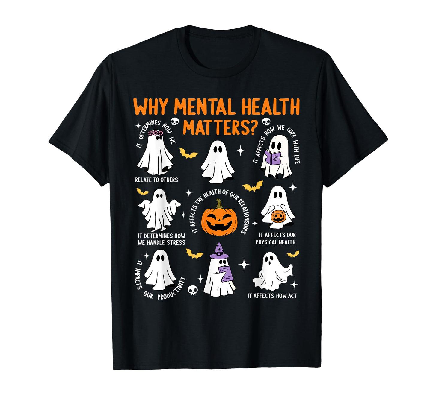 Why Mental Health Matters Halloween Ghost Boo Therapist Cute T-Shirt