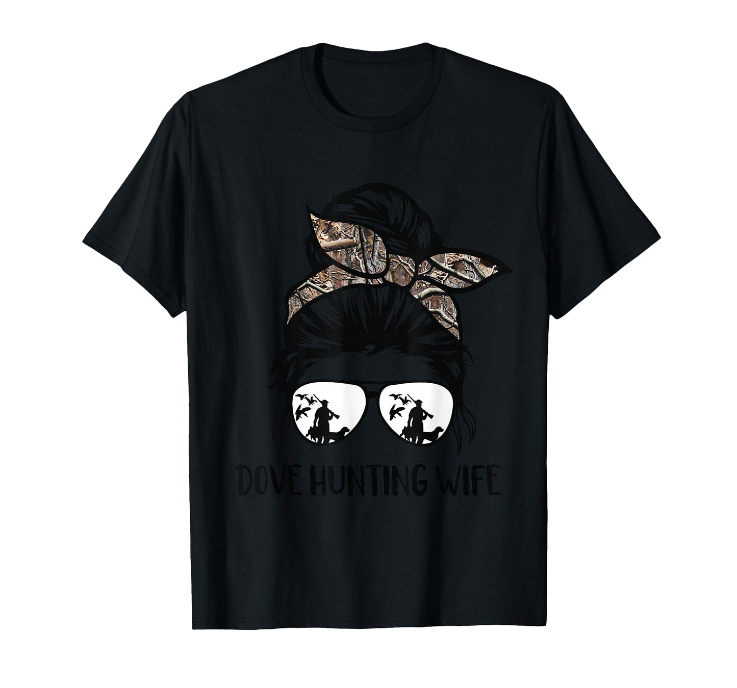 dove hunting wife messy bun Funny Dove Hunter woman mom T-Shirt