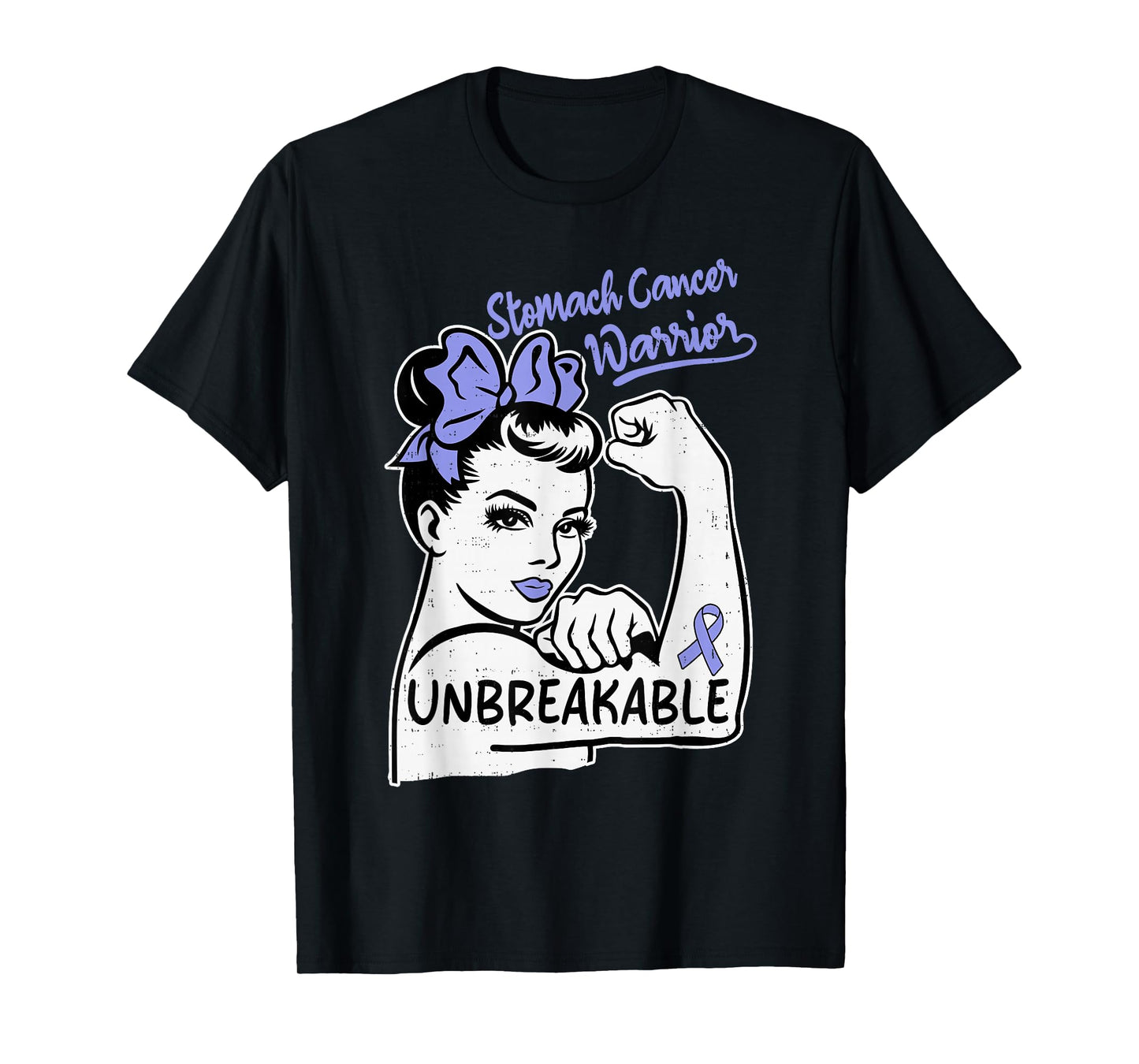 Womens Stomach Cancer Awareness Warrior Ribbon Periwinkle T-Shirt