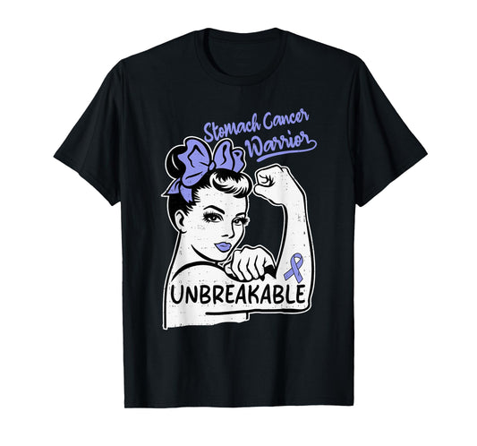 Womens Stomach Cancer Awareness Warrior Ribbon Periwinkle T-Shirt