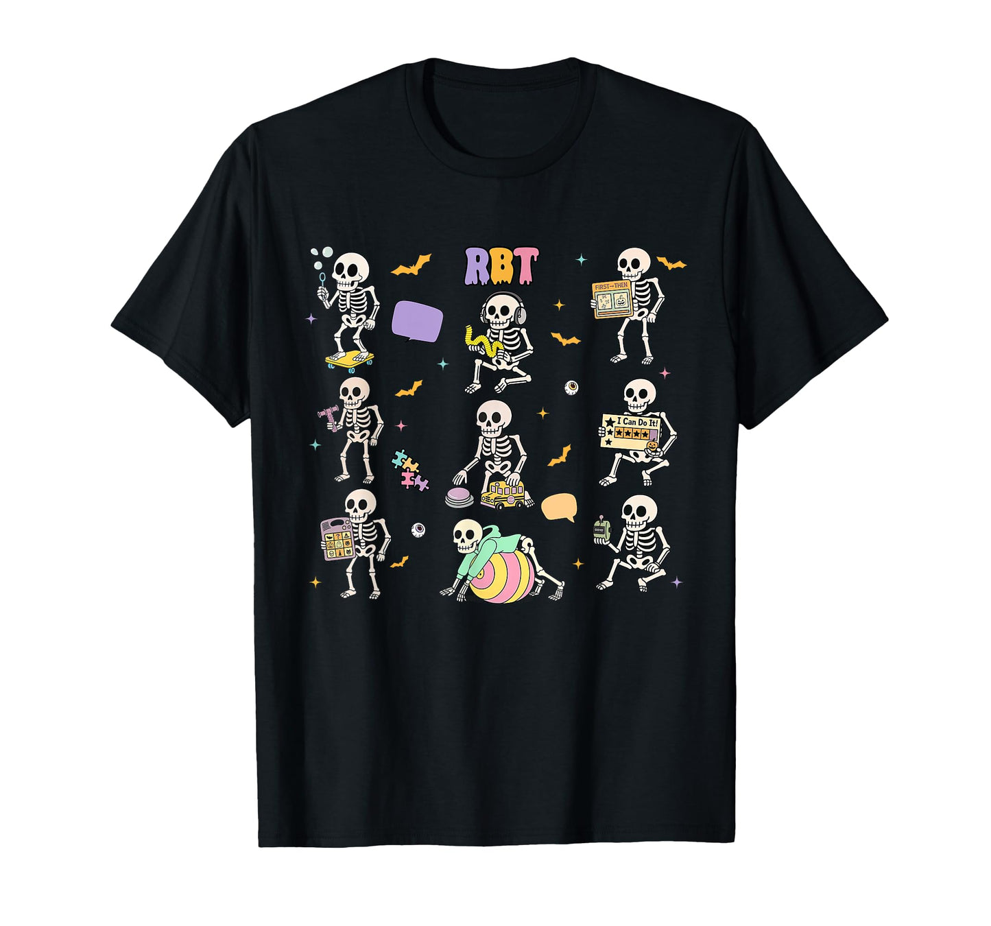 Spooky Skeleton RBT Registered Behavior Technician Halloween T-Shirt