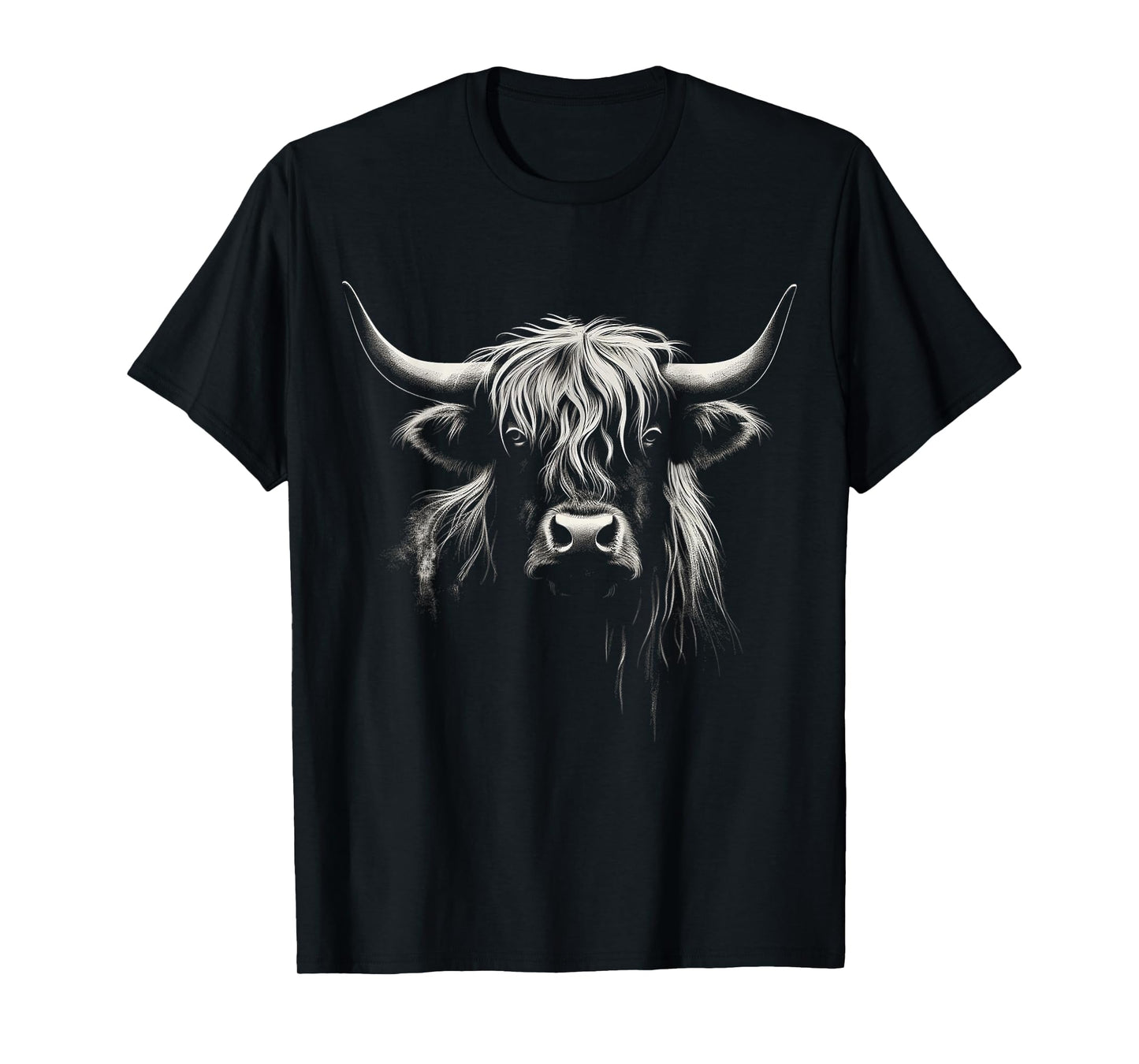 Highland Cow Farm Art Animal Drawing Graphic Highland Cow T-Shirt