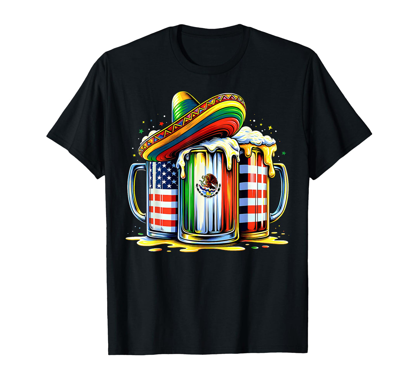 Beer Mexican USA Flag Cinco de Mayo Drinking Mexican Party T-Shirt
