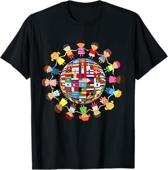 Flags of the World Cultural, Diversity Kids around the Globe T-Shirt