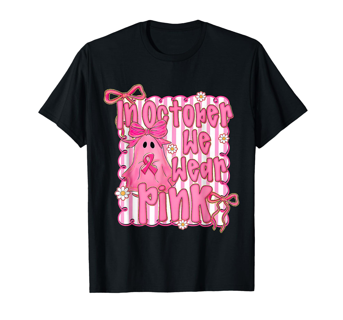 In October We Wear Pink Breast Cancer Awareness Halloween T-Shirt