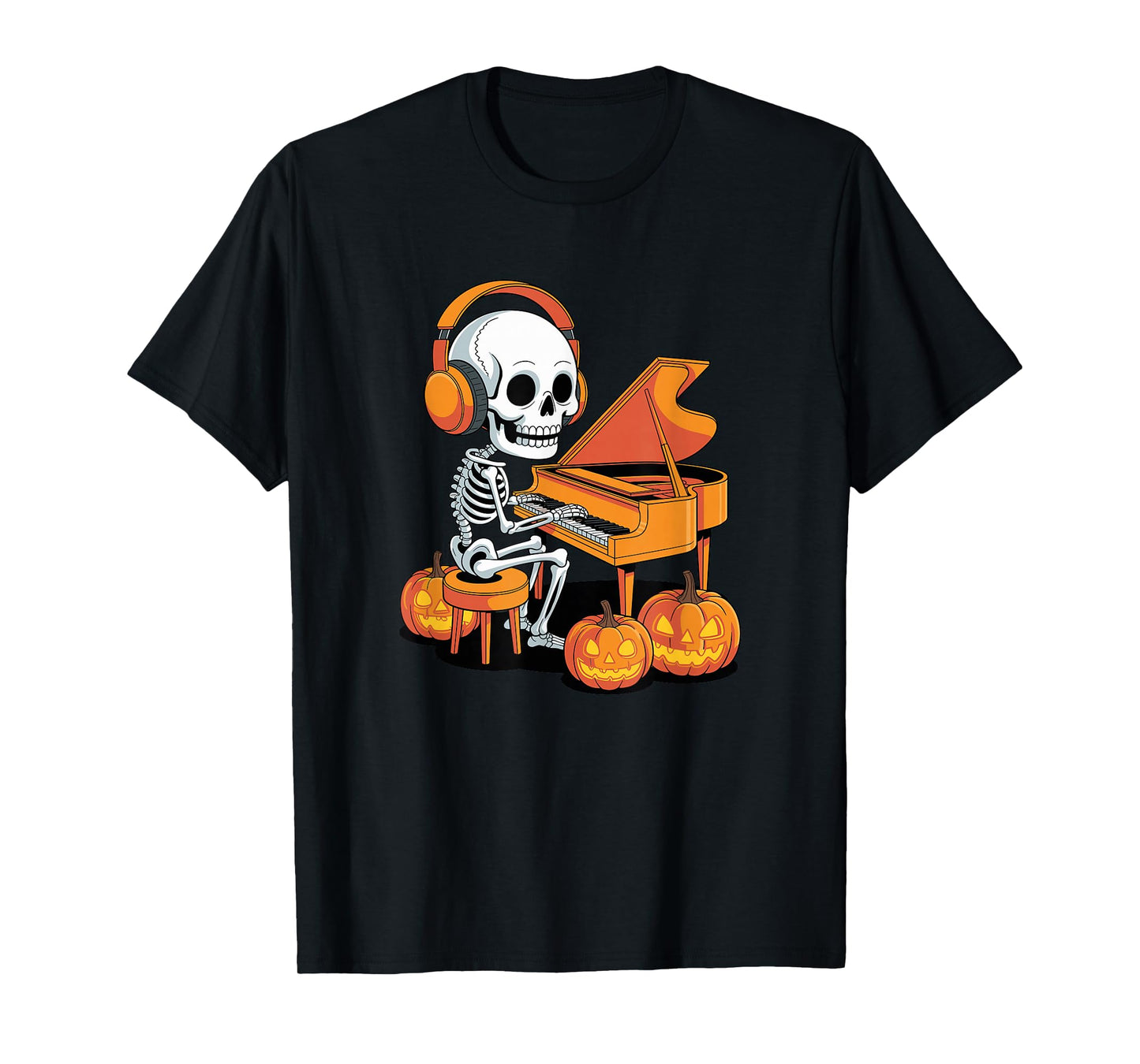 Halloween Skeleton Pianist Grand Piano Pianists T-Shirt