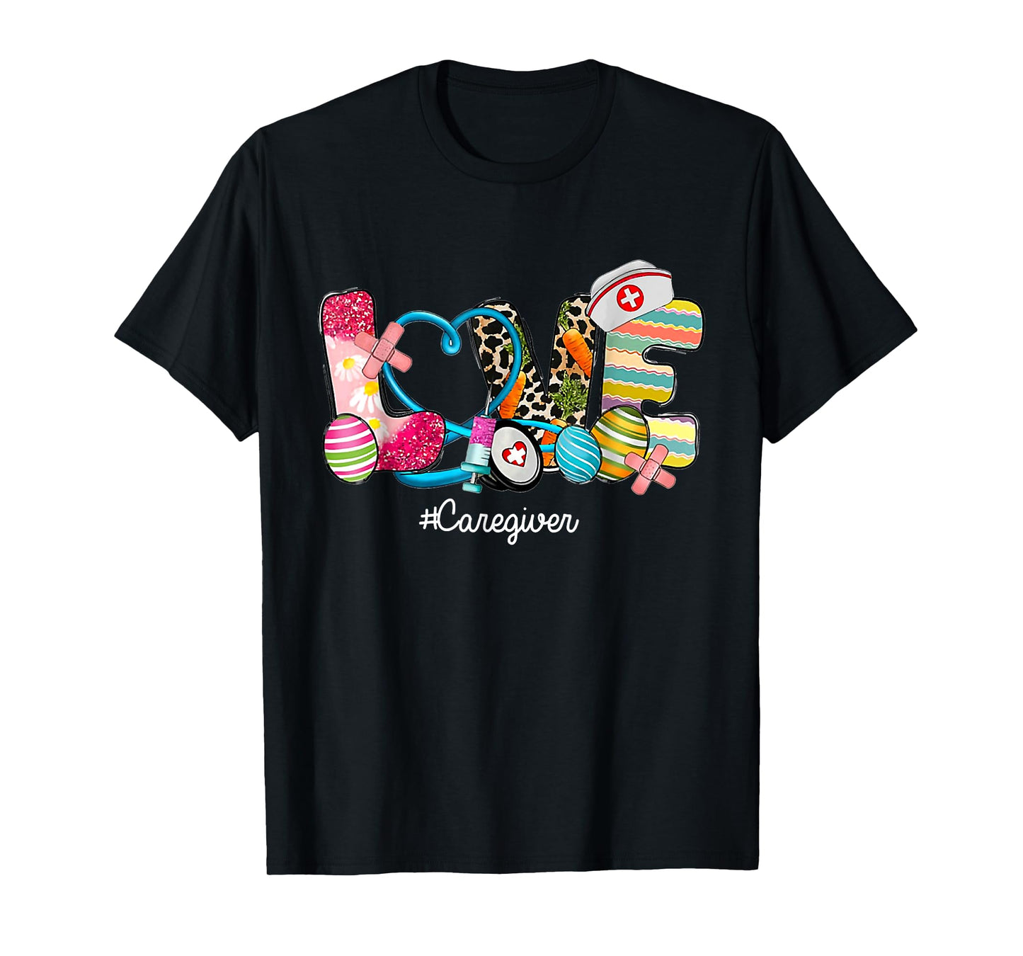 LOVE Stethoscope Scrub Caregiver Nurse Life Easter Day T-Shirt