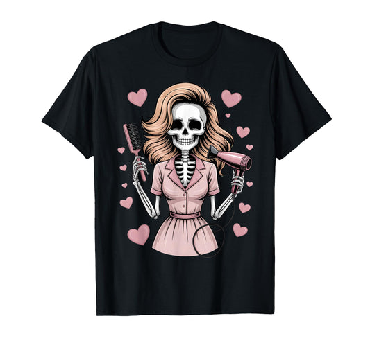 Halloween Gothic Skeleton Hairdresser T-Shirt