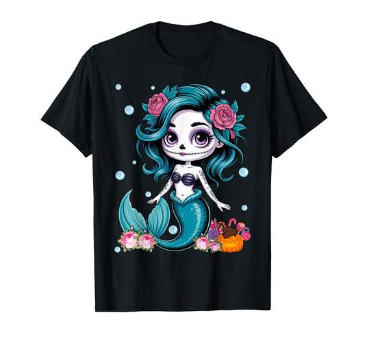 Cute Skeleton Mermaid Halloween T-Shirt
