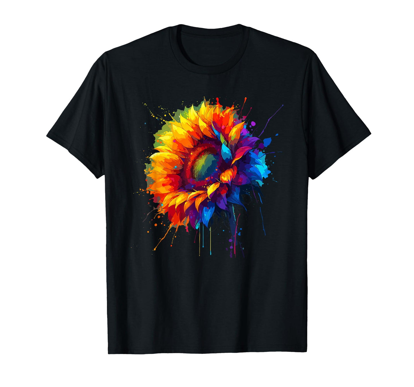 Splash Art Sunflower Flowers Sunflowers T-Shirt
