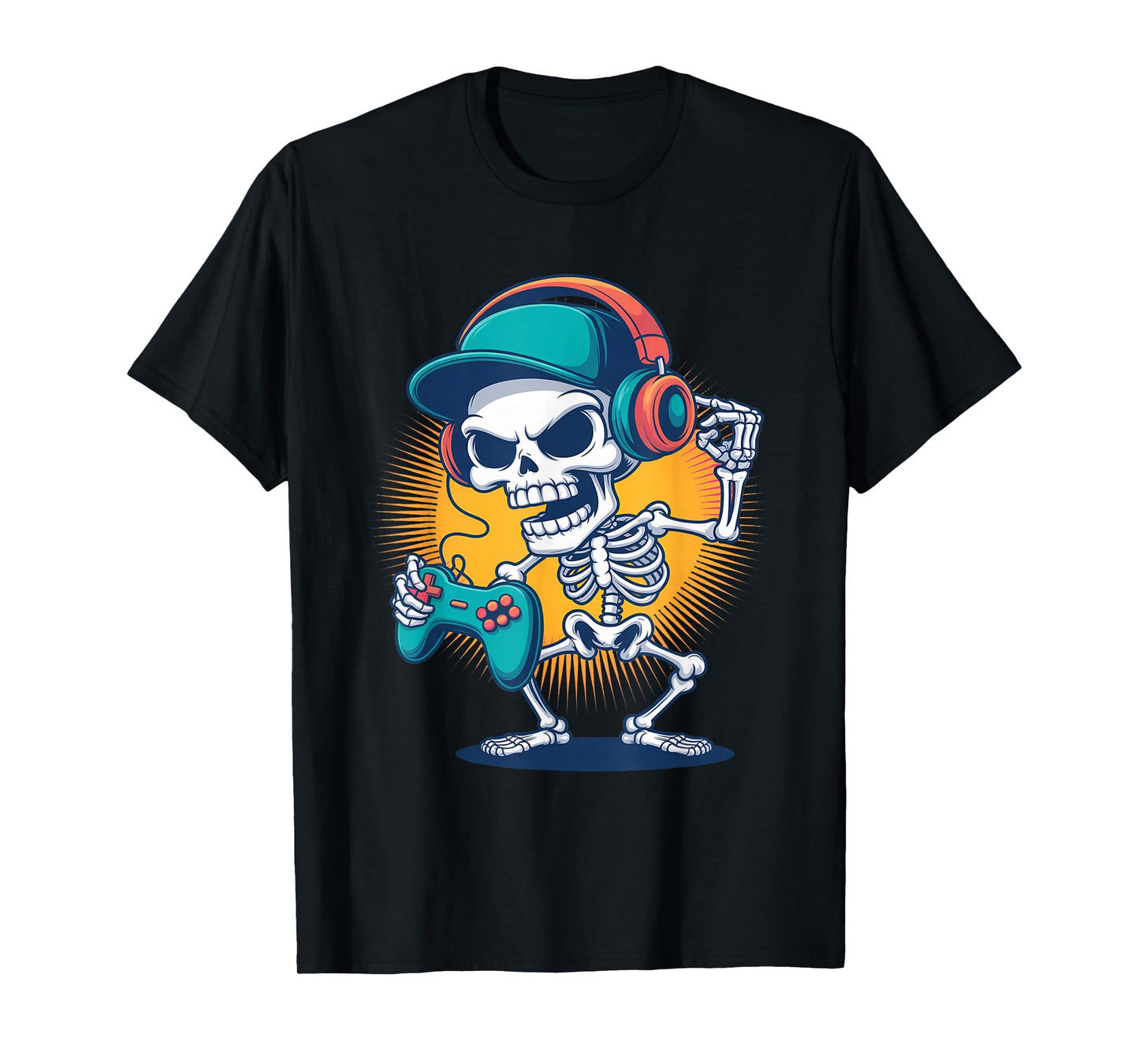 Funny Halloween Skeleton Gamer T-Shirt
