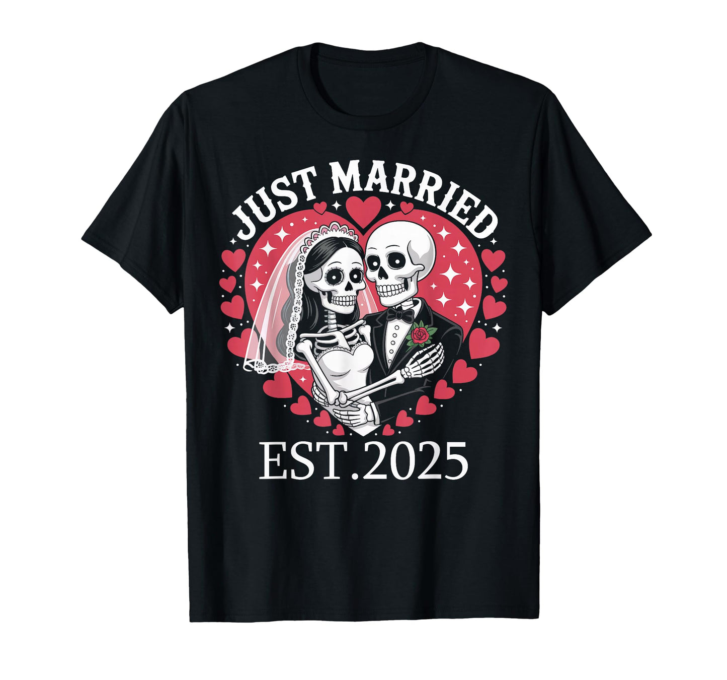 Newly Married Skeleton Bride Groom Husband Wife Matching T-Shirt