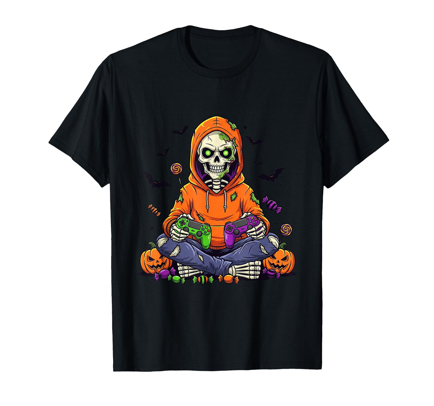 Halloween Skeleton Zombie Gaming Controllers T-Shirt