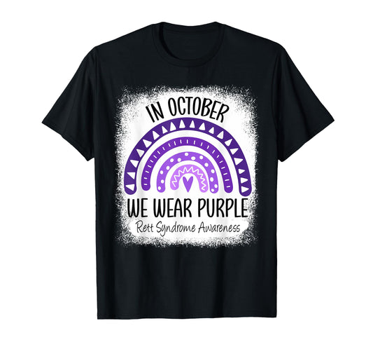 Rainbow In October We Wear Purple Rett Syndrome Awareness T-Shirt