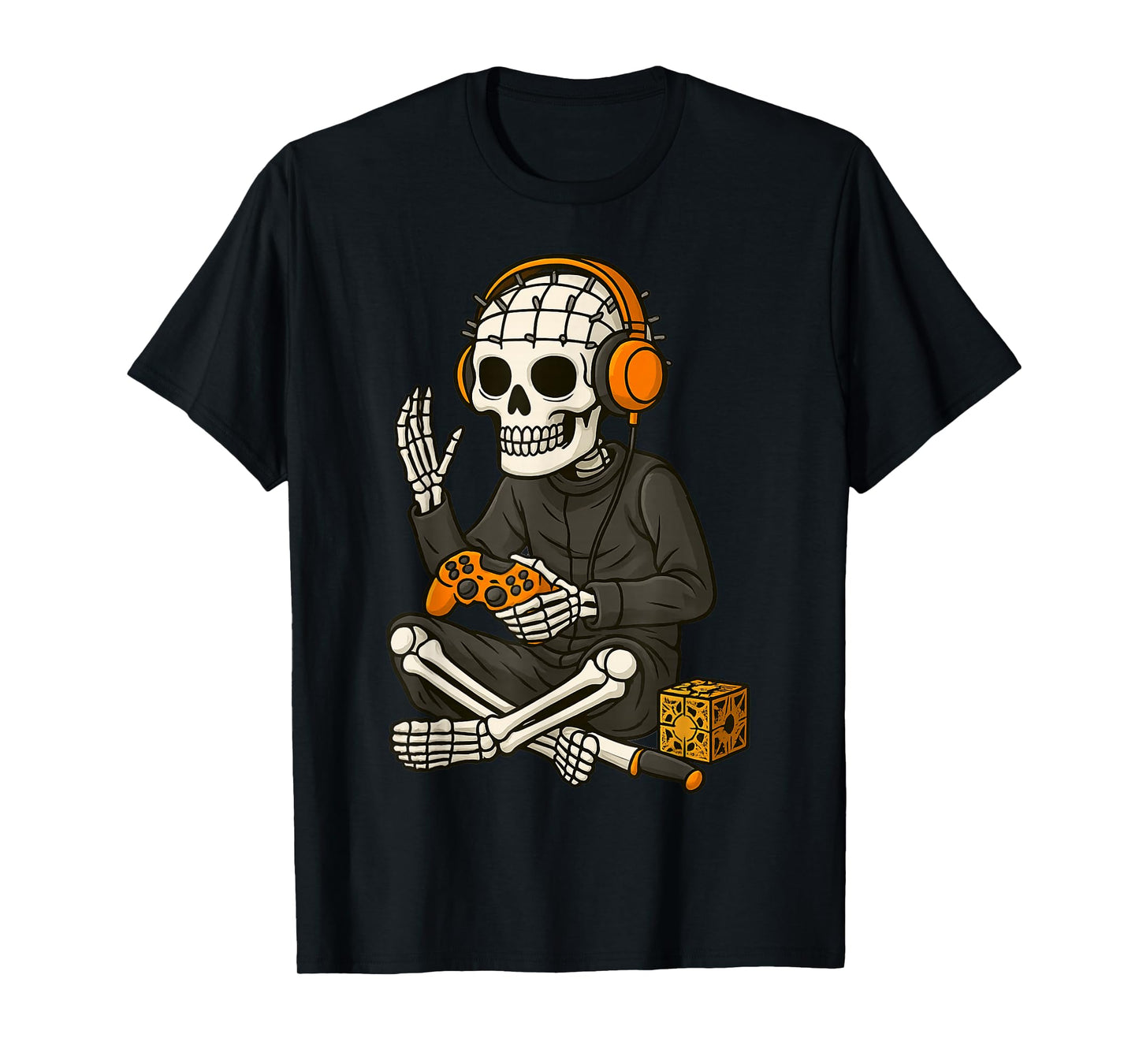 Halloween Skeleton Gamer Video Gaming Funny Skeleton Gaming T-Shirt