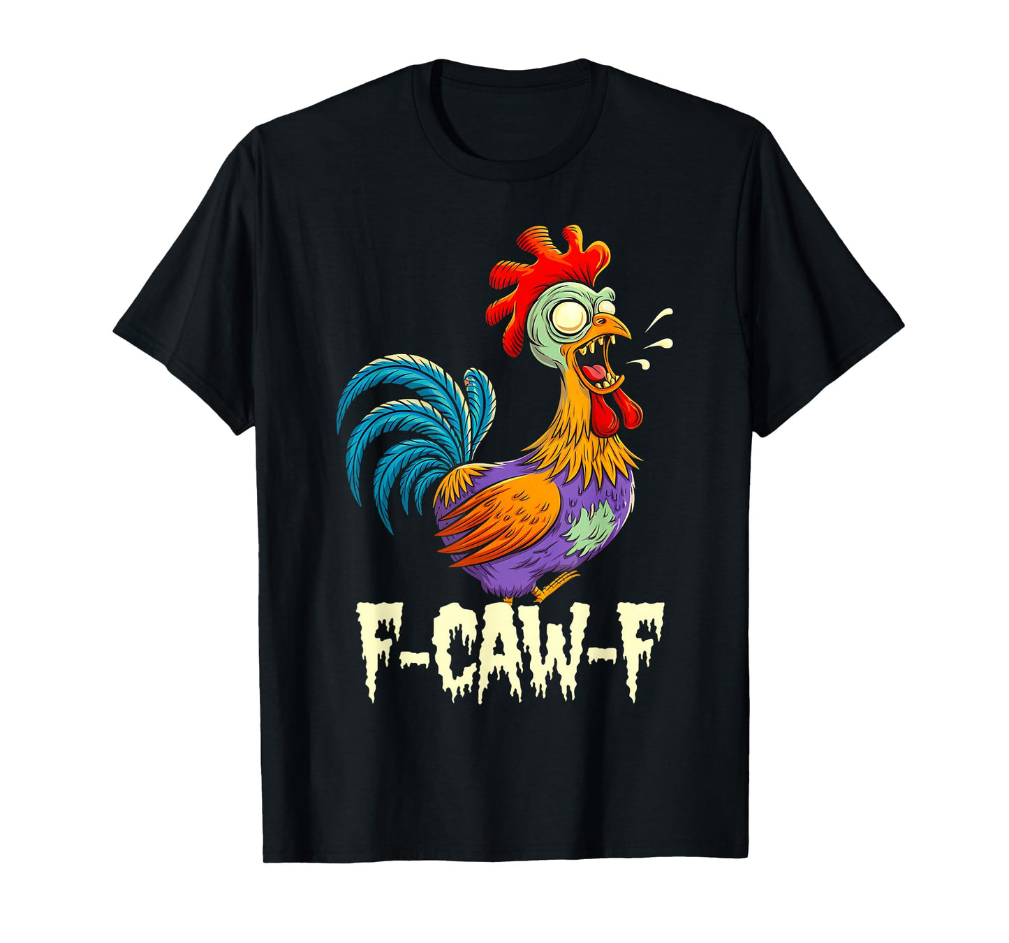 Spooky Rooster F-CAW-F Chicken Creepy Halloween Farmyard T-Shirt