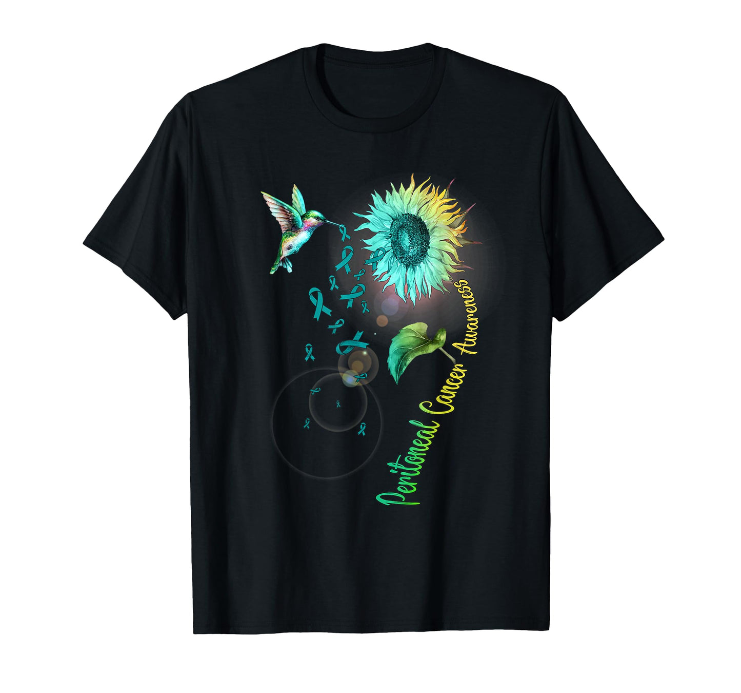 Peritoneal Cancer Sunflower Hummingbird T-Shirt